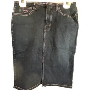 Angels SKIRT Vintage Stretch Blue Denim Size 9 Jr Made in Hong Kong